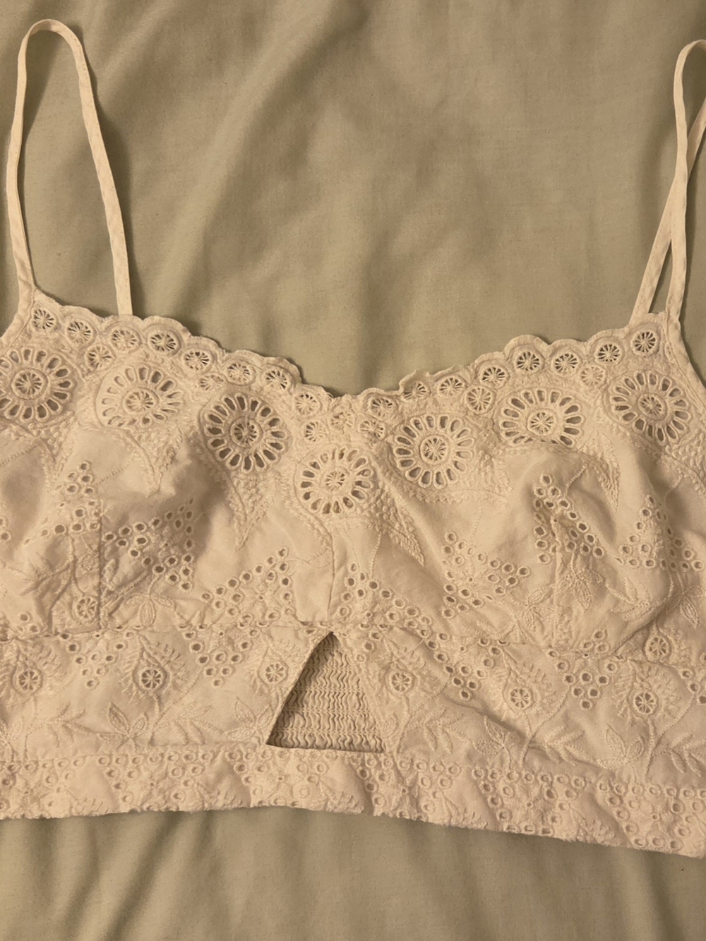 American Eagle Outfitters Cream Eyelet Lace Bandeau